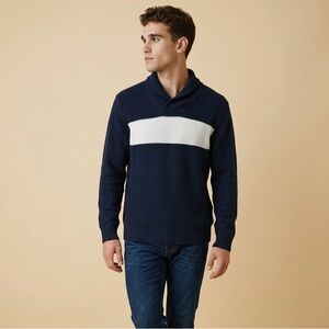 Old Navy Navy Turtleneck Sweater with White Chest Stripe